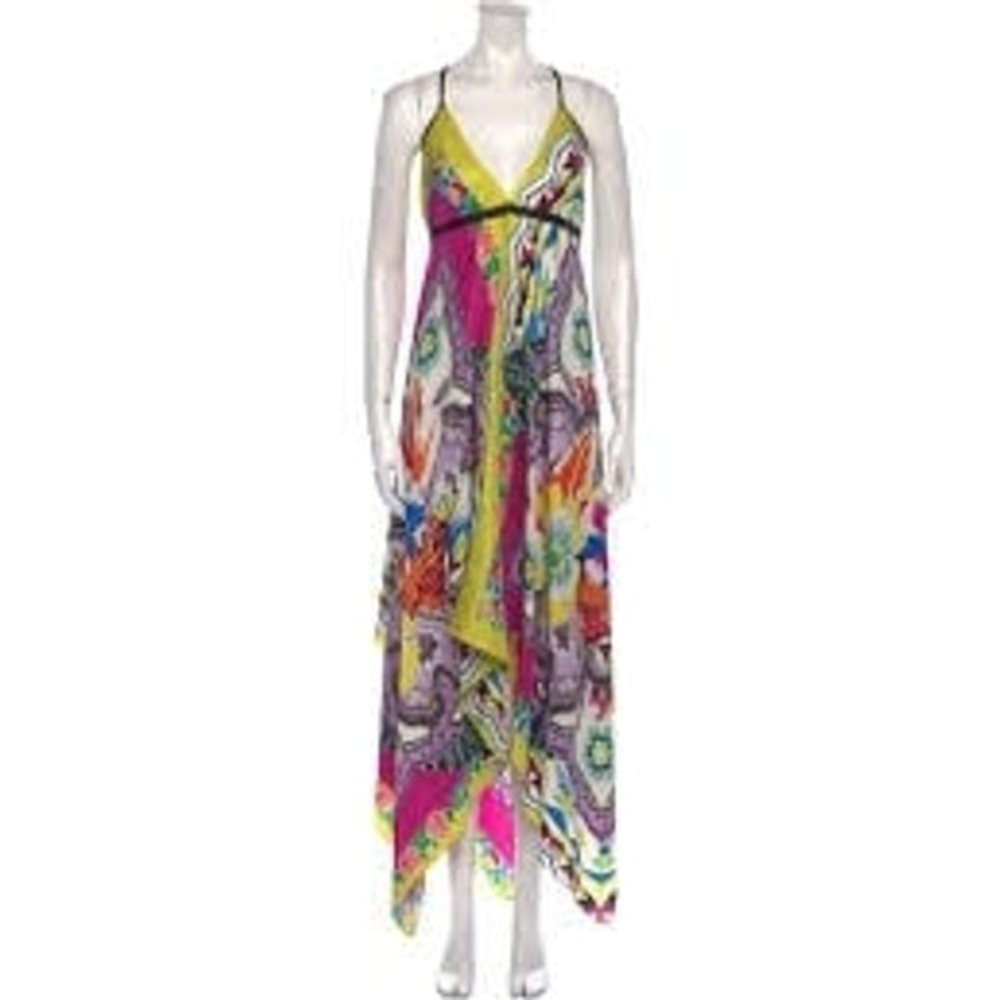 ETRO silk trapeze kaftan dress printed multicolor one size